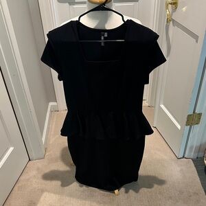 Chic Black Peplum Mini Dress